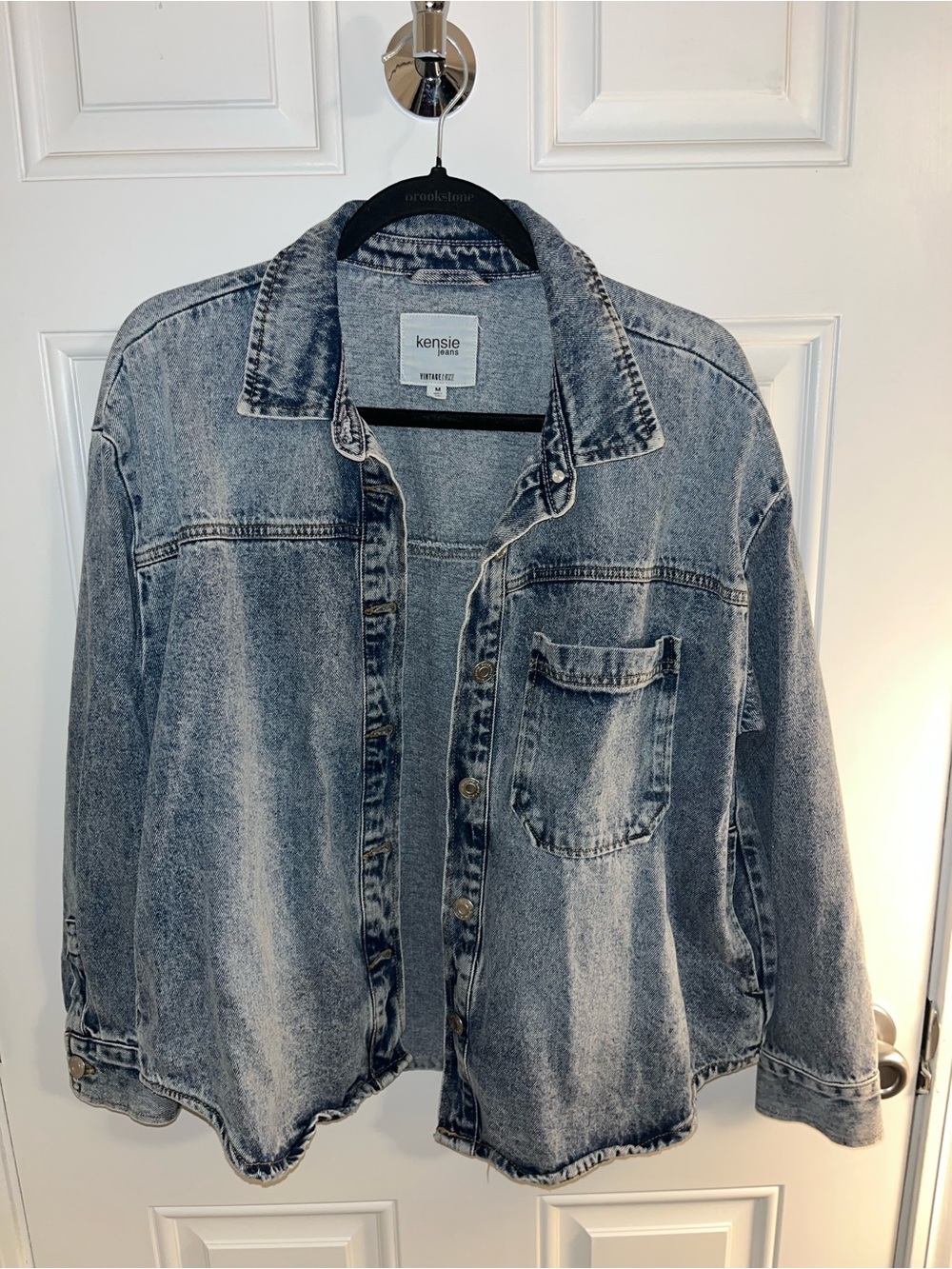kensie Washed Gray/Black Oversized Denim Jacket